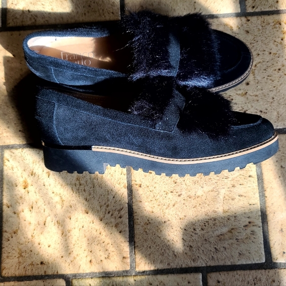 Leather Franco Sarto faux fur loafer sz 8M - Picture 9 of 9